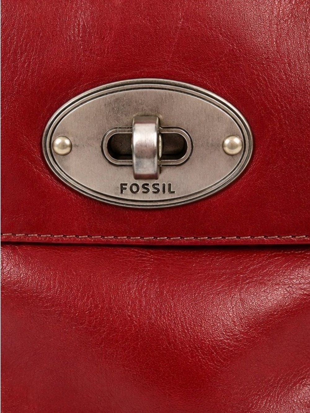 Fossil Red Leather Satchel Shoulder Bag | Genuine Leather - Picture 5 of 6